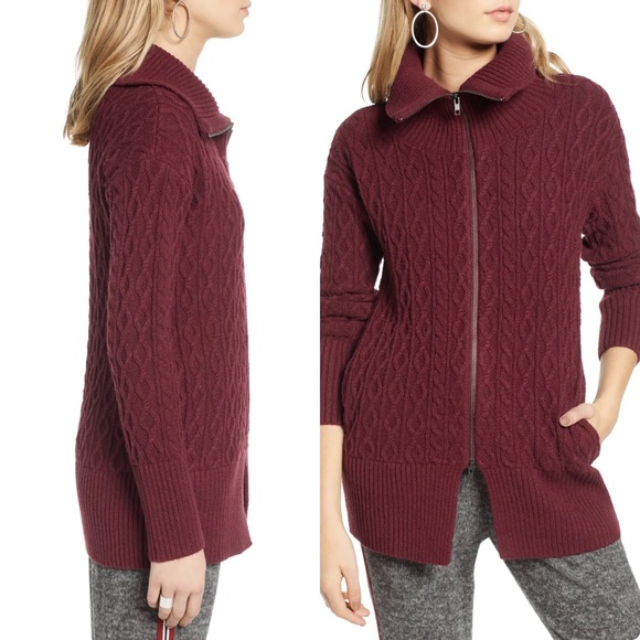 NWOT Treasure & Bond Cable Knit Zip Cardigan - Picture 2 of 2